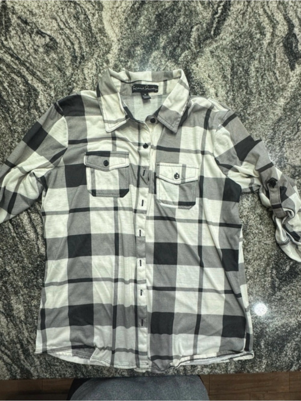 French Laundry Black and White Plaid Button-Down Shirt